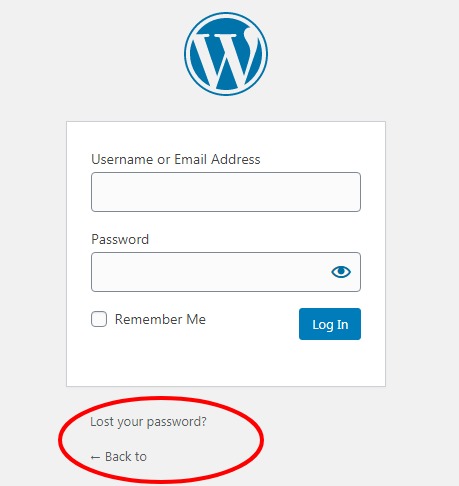 WP Login page before removing