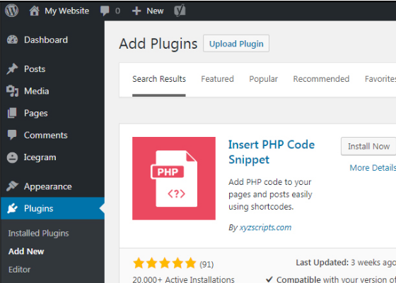 Add Insert PHP plugin step1